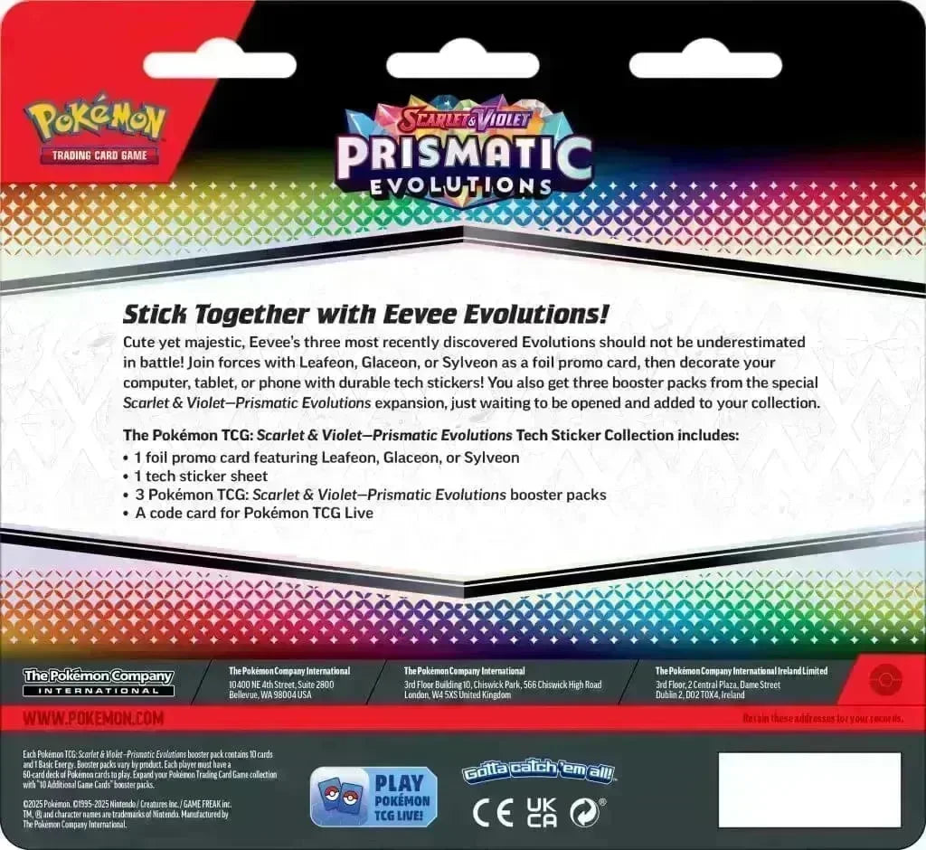 10-10022-101 POKEMON TCG Scarlet & Violet 8.5 Prismatic Evolutions Tech Sticker Collection Bundle - Pokemon - Titan Pop Culture
