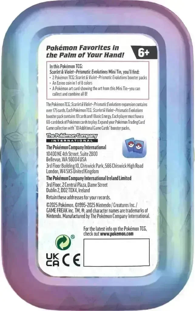 10-10117-101 POKEMON TCG Scarlet & Violet 8.5 Prismatic Evolutions Mini Tin - Pokemon - Titan Pop Culture