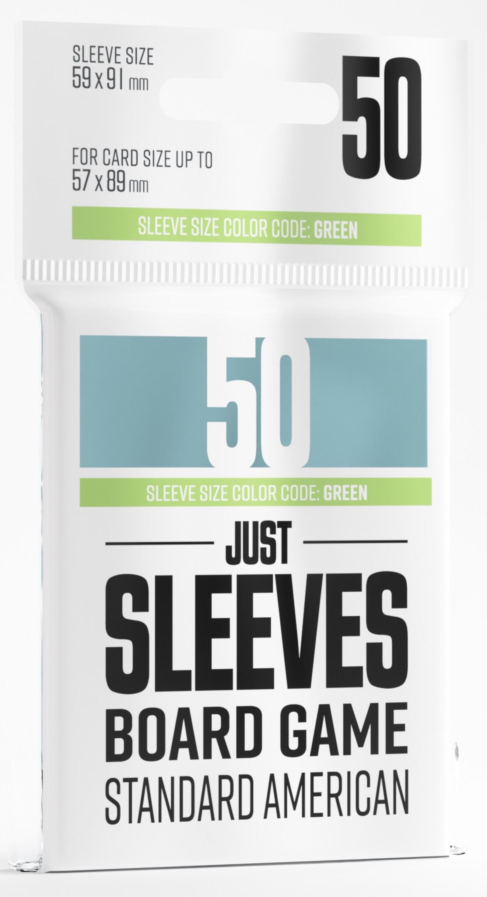 Gamegenic Just Sleeves - Size Code GREEN - Standard American Sized (59mm x 91mm) (50 Sleeves Per Pack)
