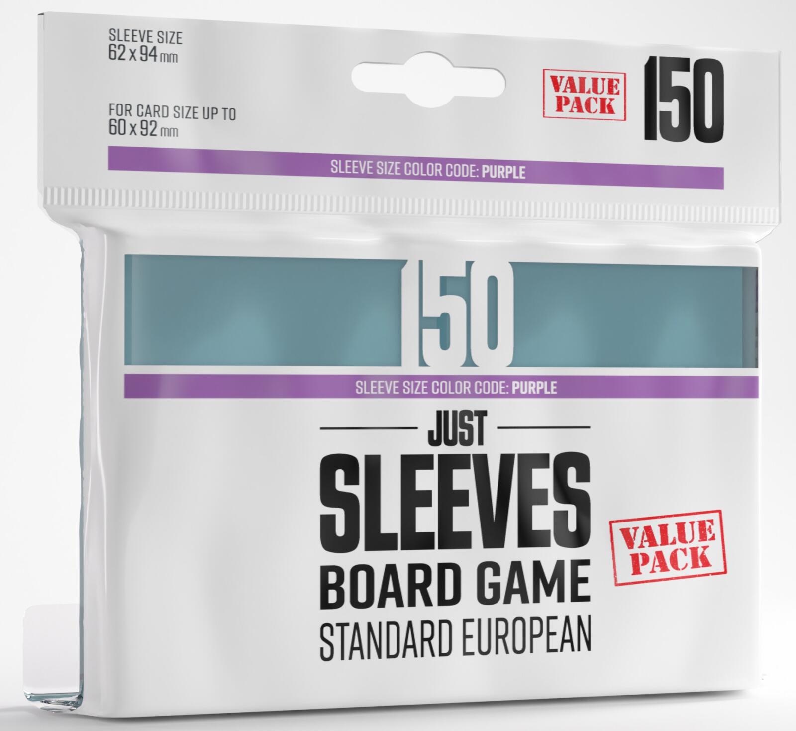 Gamegenic Just Sleeves - Size Code PURPLE - Standard European Sized Value Pack (62mm x 94mm) (150 Sleeves Per Pack)