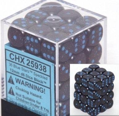 Chessex D6 Speckled 12mm d6 Blue Stars Dice Block (36 dice)