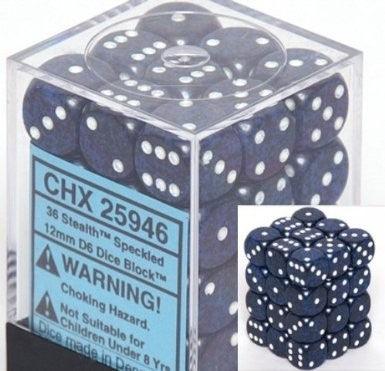 Chessex D6 Speckled 12mm d6 Stealth Dice Block (36 dice)