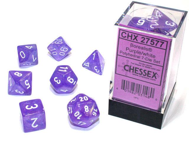 Chessex D7-Die Set Borealis Polyhedral Purple/white Luminary 7-Die Set