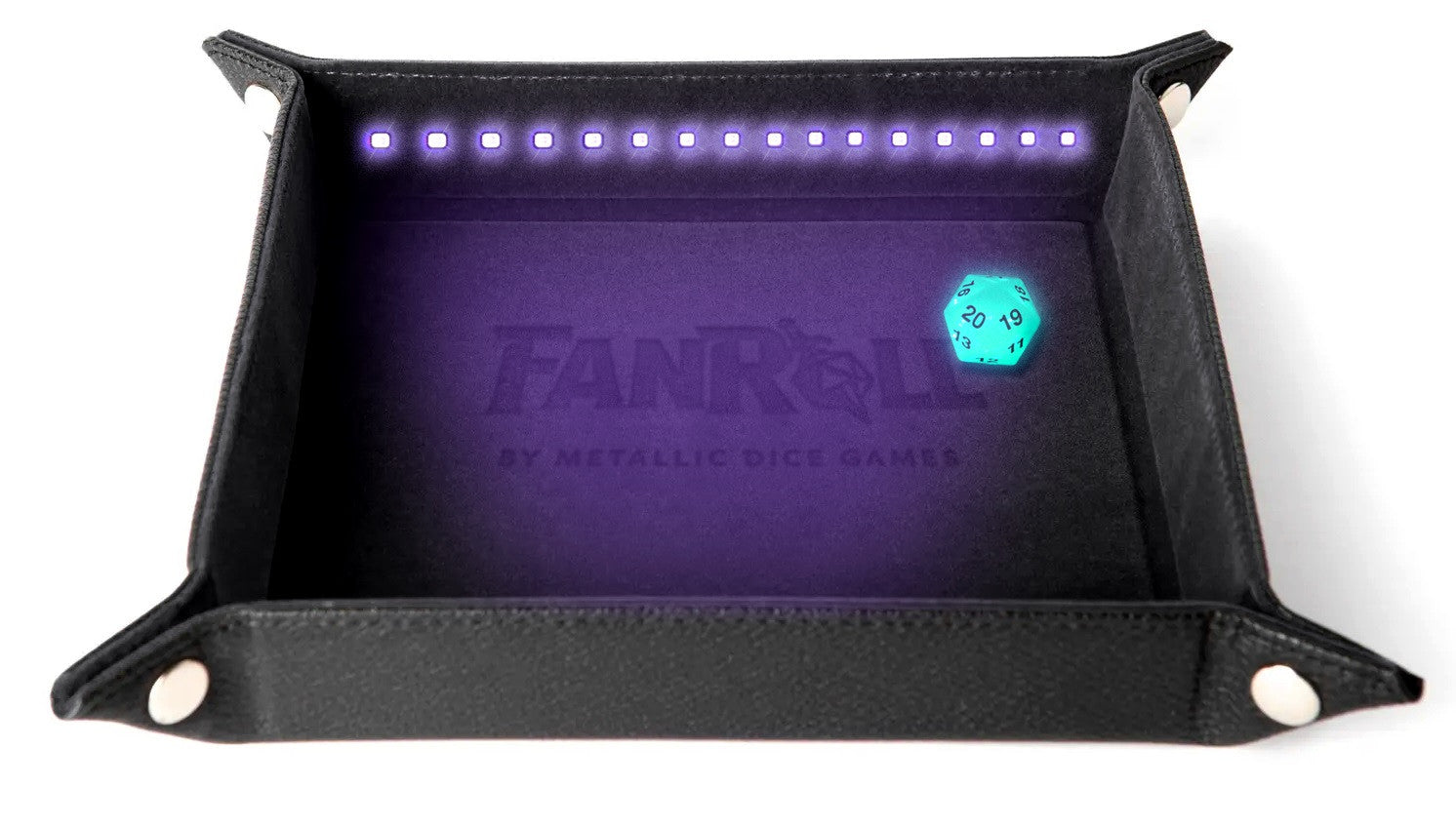 MGD Blacklight Dice Tray with d20 Black