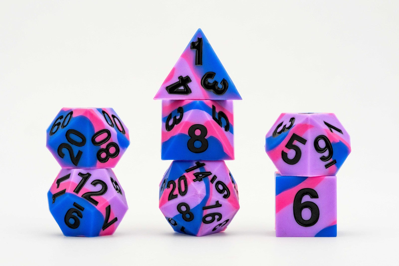 MDG 16mm Pride Sharp Edge Silicone Rubber Poly Dice Set - Bisexual