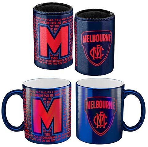 AFL Coffee Mug Metallic and Can Cooler Pack Melbourne Demons Licensing Essentials Titan Pop Culture