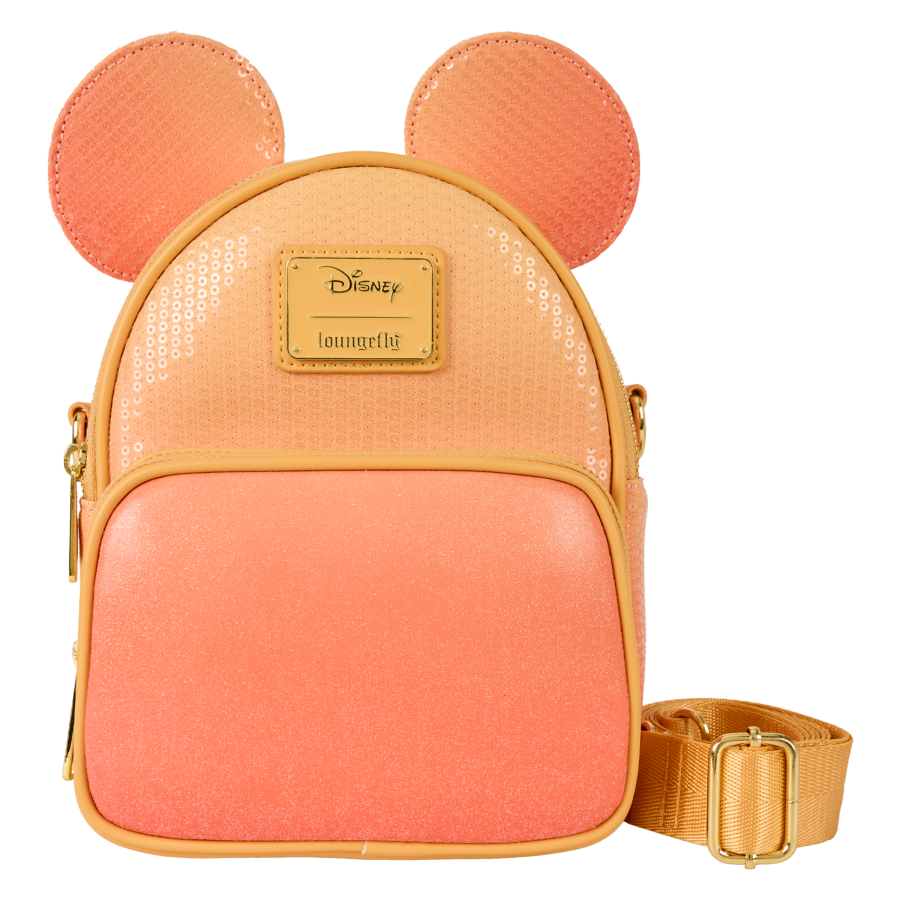 Disney - Mini mochila convertible y bolso bandolera con purpurina de Mickey Mouse