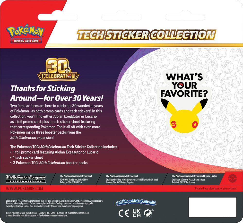 Pokemon TCG: 30th Celebration Tech Sticker Collection
