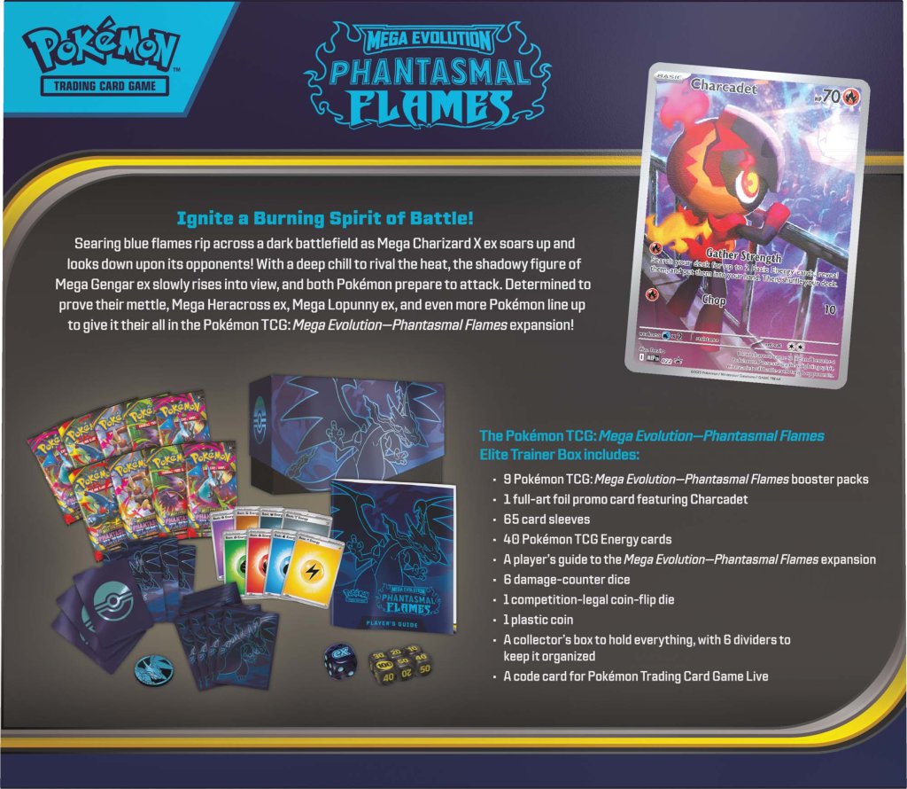 Pokémon TCG: Megaevolución - Caja de Entrenador Élite Llamas Fantasmales