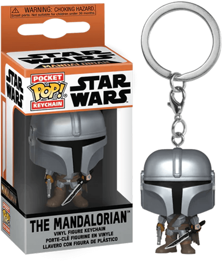 FUN76546 Star Wars: Mandalorian - Mandalorian with Darksaber Pop! Vinyl Keychain - Funko - Titan Pop Culture