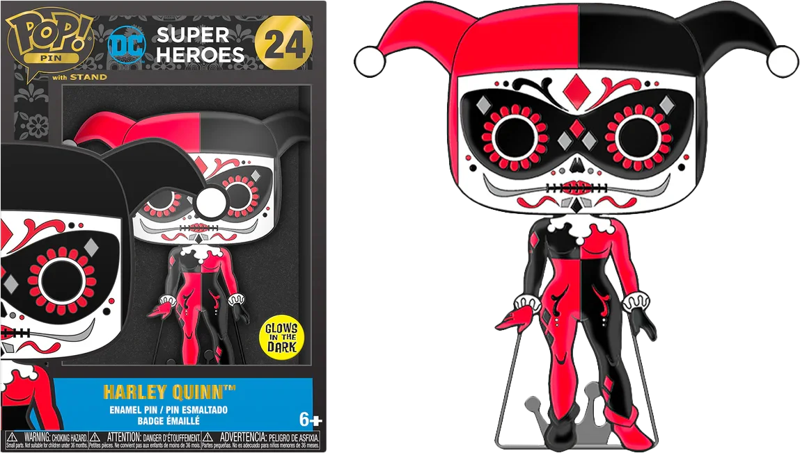 Pin Pop! de 4" de Harley Quinn del Día de Muertos de DC Comics