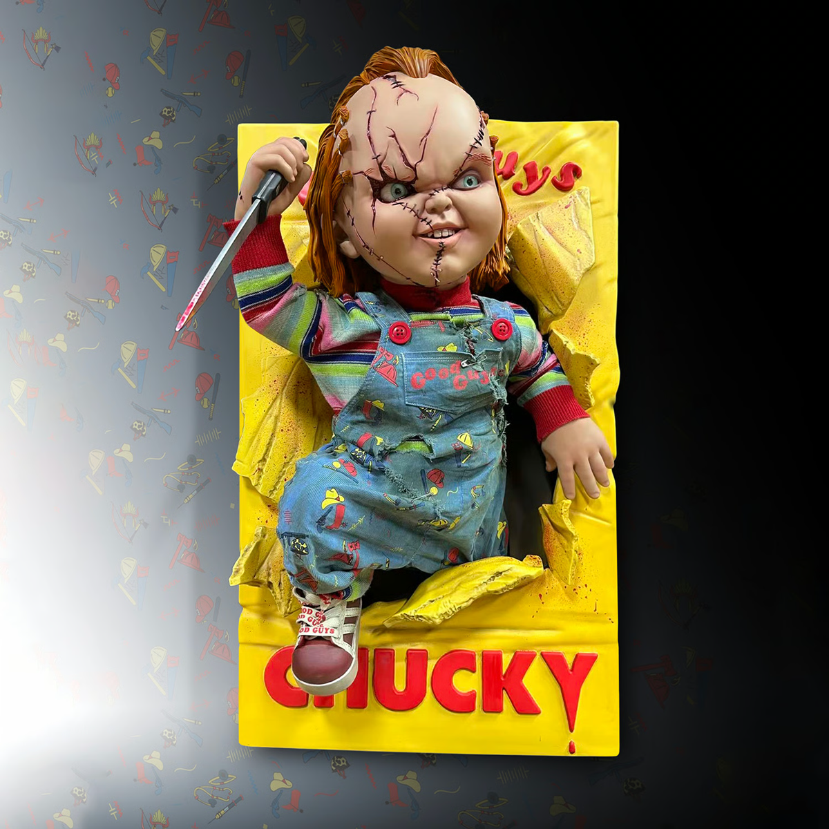 Child’s Play – Escultura de pared de tamaño real de Chucky