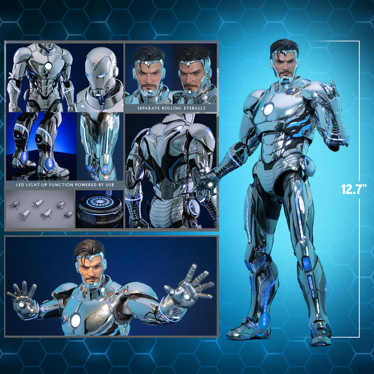 Iron Man - Superior Iron Man Diecast 1:6 Scale Collectable Action Figure