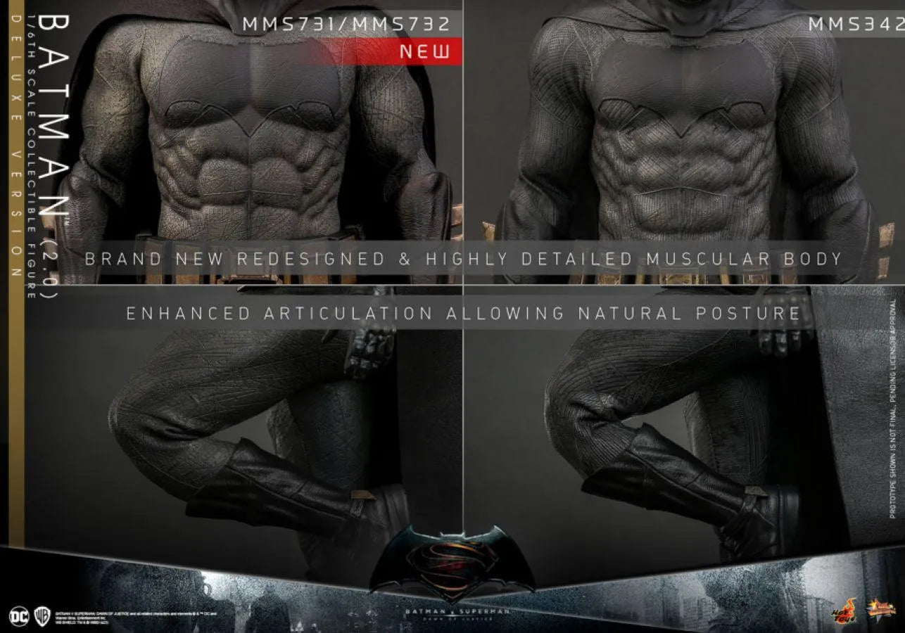 HOTMMS732 Batman v Superman: Dawn of Justice - Batman (2.0) Deluxe 1:6 Scale Collectable Action Figure - Hot Toys - Titan Pop Culture