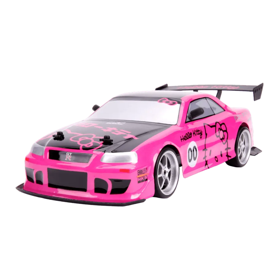 JAD31432 Hello Kitty - 2002 Nissan Skyline GT-R (BNR34) 1:10 Scale Remote Control Car - Jada Toys - Titan Pop Culture