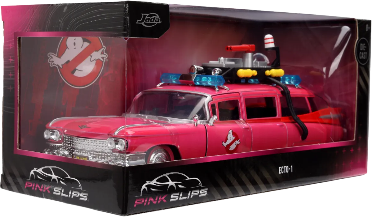 JAD35951 Pink Slips - Ghostbusters Ecto-1 (Pink) 1:24 Scale Diecast Vehicle - Jada Toys - Titan Pop Culture