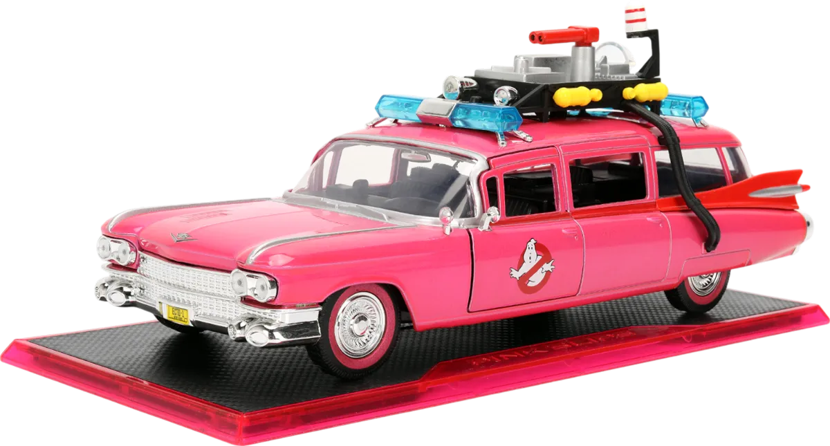 JAD35951 Pink Slips - Ghostbusters Ecto-1 (Pink) 1:24 Scale Diecast Vehicle - Jada Toys - Titan Pop Culture