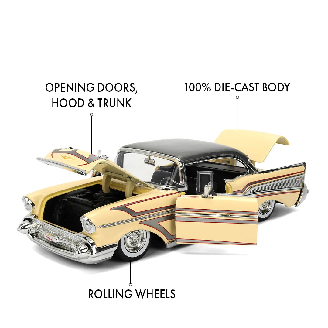 JAD36345 Big Time Muscle - 1957 Chevy Bel Air 1:24 Scale Diecast Vehicle - Jada Toys - Titan Pop Culture