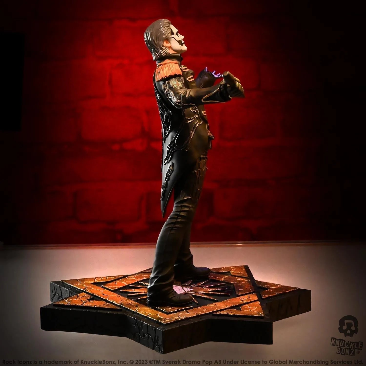 KNUGHOSTPAPAMJ400 Ghost - Papa Emeritus in Military Jacket Rock Iconz Statue - KnuckleBonz - Titan Pop Culture
