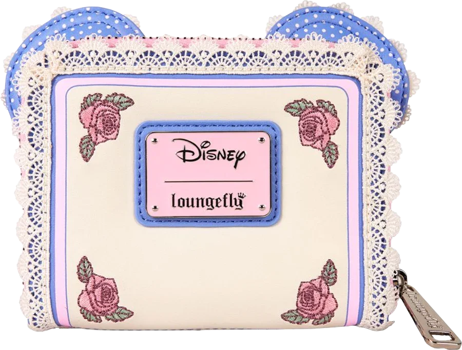 Disney - Cartera con cremallera y orejas de encaje y flores de Minnie