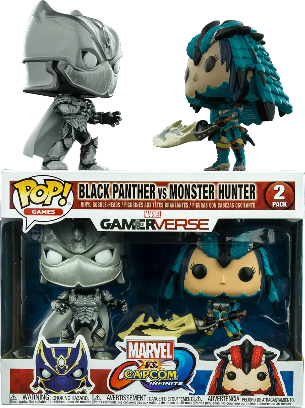 Marvel vs. Capcom: Infinite - Pack de 2 vinilos Pop! (excluye EE. UU.) para jugador 2 (Black Panther vs. Monster Hunter)