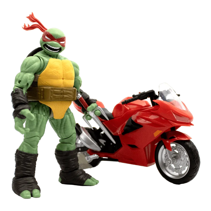 TLSVEHTMNT03 Teenage Mutant Ninja Turtles (comics) - Raphael Ninja with Red Motorcycle BST AXN Figure - The Loyal Subjects - Titan Pop Culture