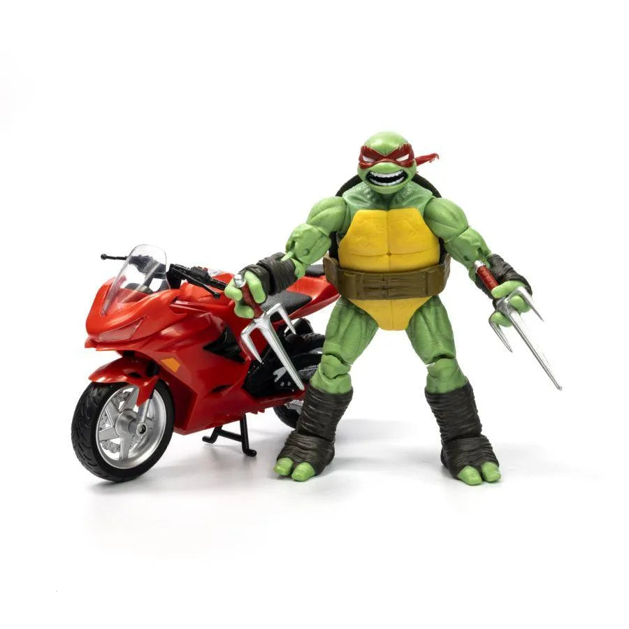 TLSVEHTMNT03 Teenage Mutant Ninja Turtles (comics) - Raphael Ninja with Red Motorcycle BST AXN Figure - The Loyal Subjects - Titan Pop Culture