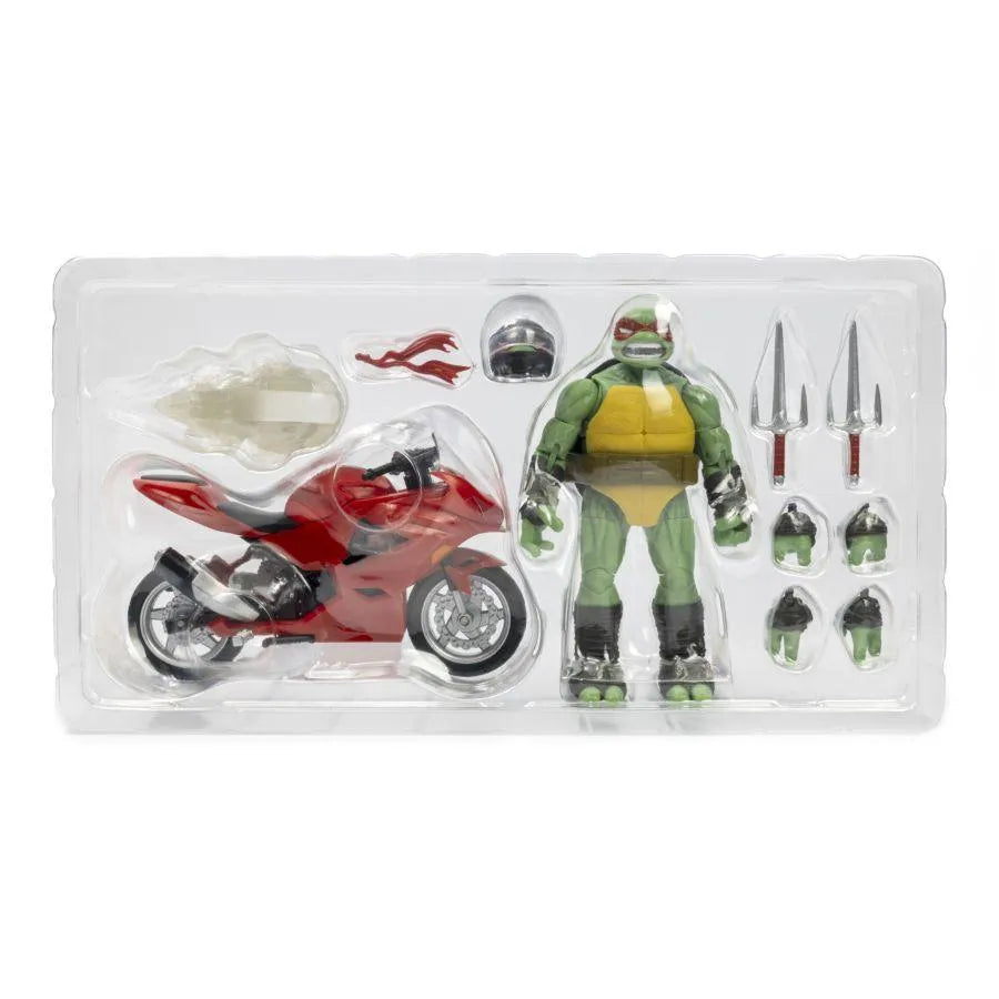 TLSVEHTMNT03 Teenage Mutant Ninja Turtles (comics) - Raphael Ninja with Red Motorcycle BST AXN Figure - The Loyal Subjects - Titan Pop Culture