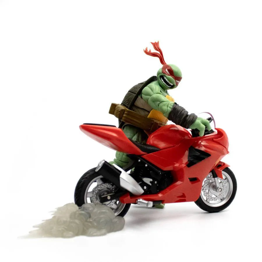 TLSVEHTMNT03 Teenage Mutant Ninja Turtles (comics) - Raphael Ninja with Red Motorcycle BST AXN Figure - The Loyal Subjects - Titan Pop Culture