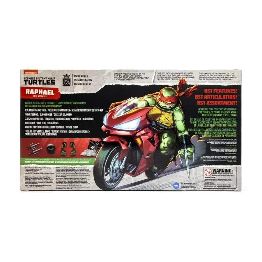 TLSVEHTMNT03 Teenage Mutant Ninja Turtles (comics) - Raphael Ninja with Red Motorcycle BST AXN Figure - The Loyal Subjects - Titan Pop Culture
