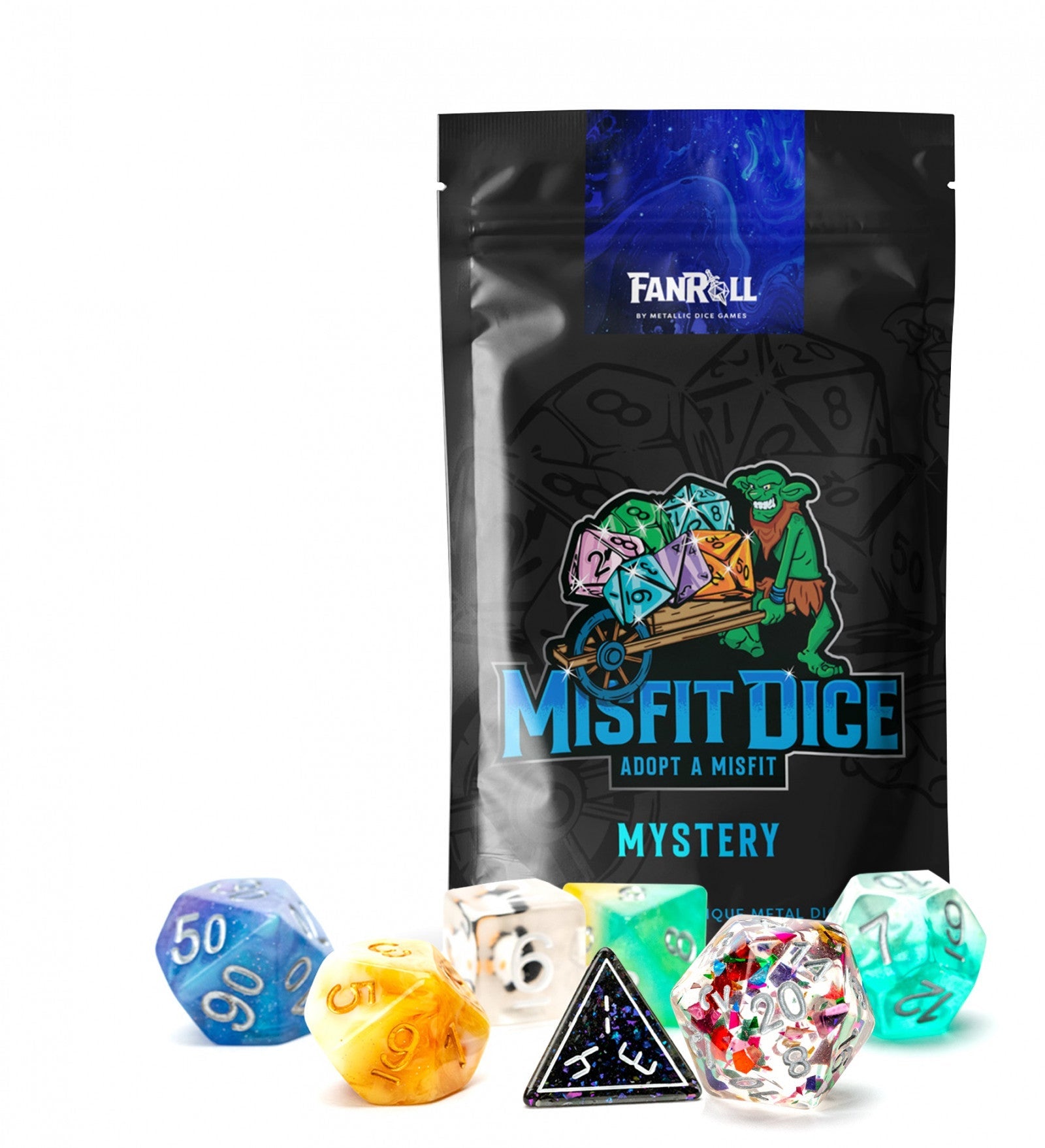 VR-104845 MDG Mystery Misfit Resin Polyhedral Dice Set - FanRoll by Metallic Dice Games - Titan Pop Culture