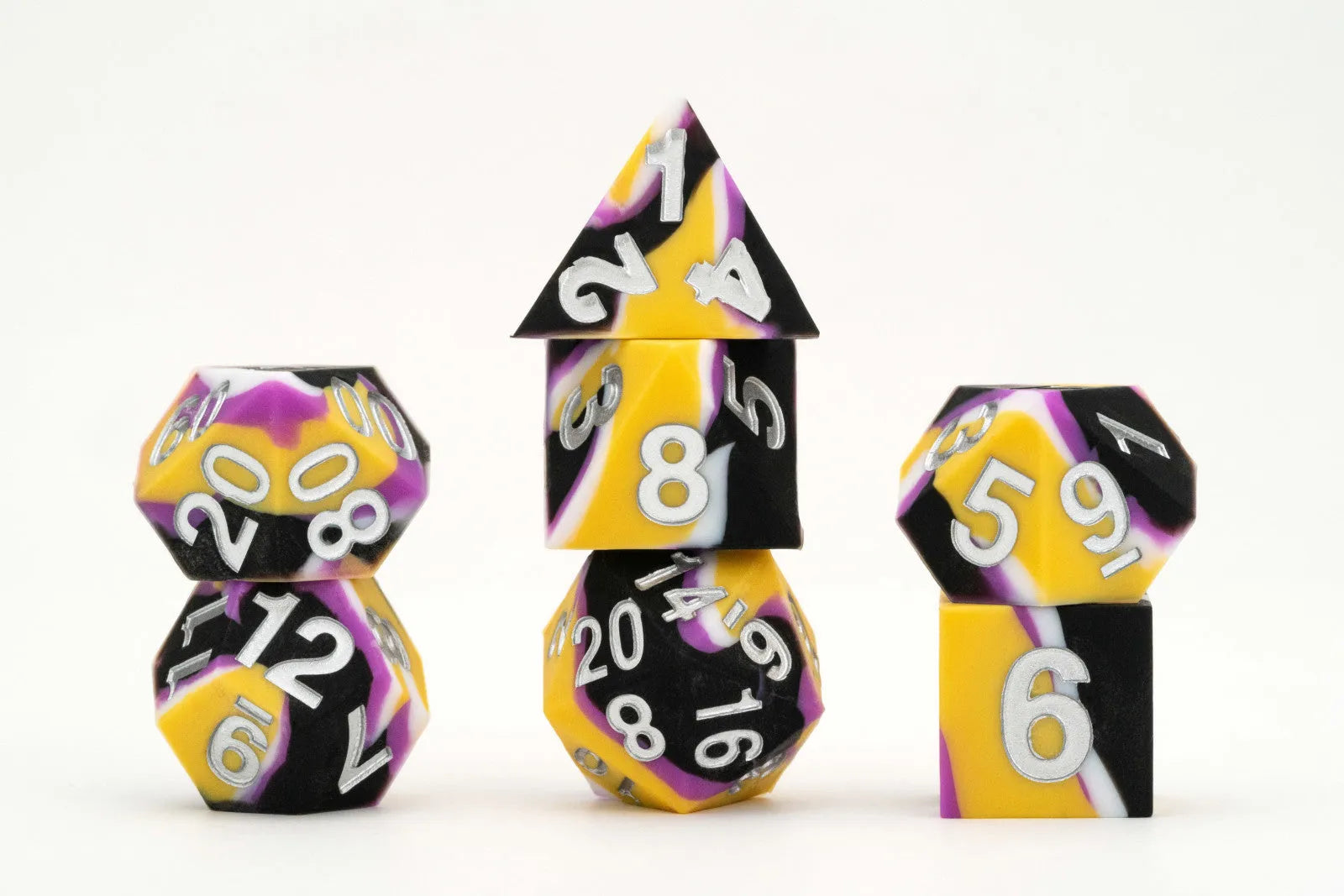 MDG 16mm Pride Sharp Edge Silicone Rubber Poly Dice Set: Nonbinary