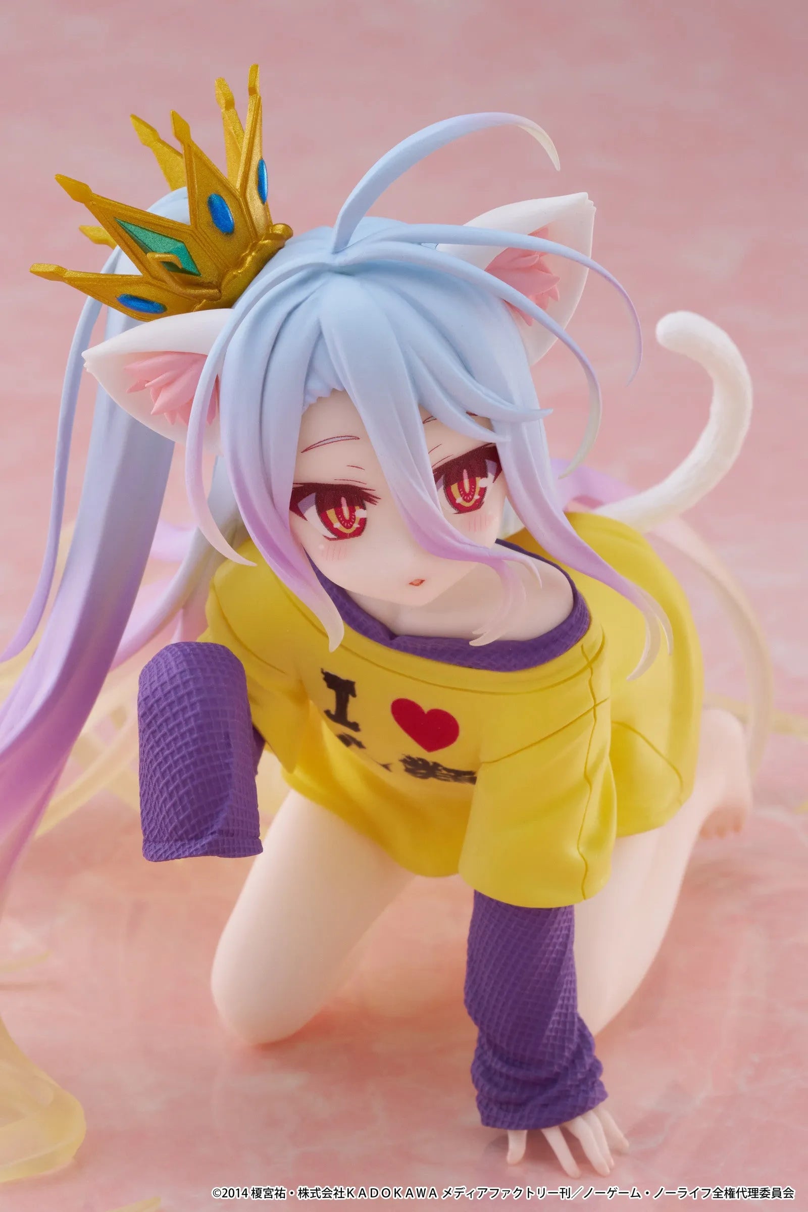VR-121943 No Game No Life Desktop Cute Figure Shiro (Cat Ear T Shirt Version) - TAITO - Titan Pop Culture