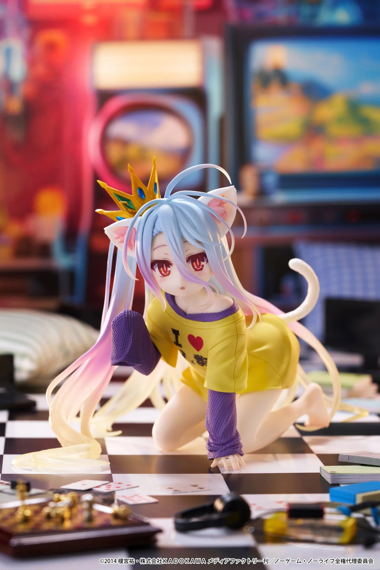VR-121943 No Game No Life Desktop Cute Figure Shiro (Cat Ear T Shirt Version) - TAITO - Titan Pop Culture