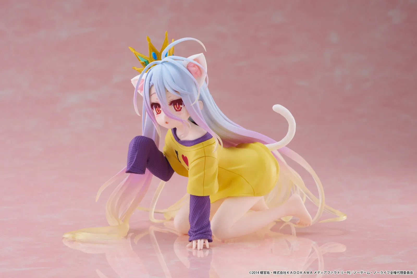 VR-121943 No Game No Life Desktop Cute Figure Shiro (Cat Ear T Shirt Version) - TAITO - Titan Pop Culture