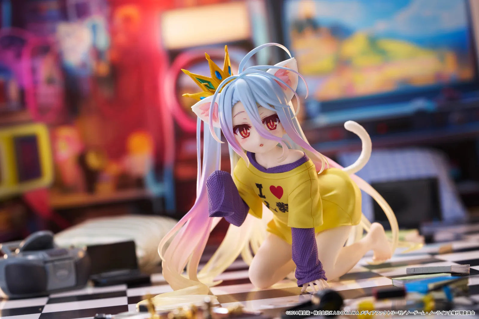 VR-121943 No Game No Life Desktop Cute Figure Shiro (Cat Ear T Shirt Version) - TAITO - Titan Pop Culture