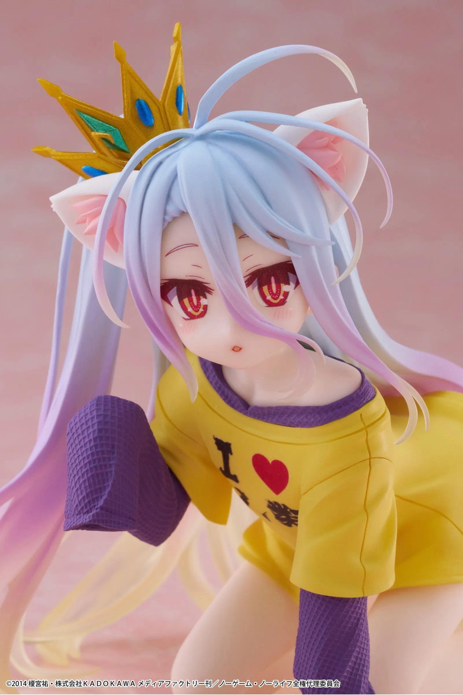 VR-121943 No Game No Life Desktop Cute Figure Shiro (Cat Ear T Shirt Version) - TAITO - Titan Pop Culture
