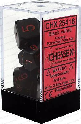 VR-27081 Chessex D7-Die Set Opaque Polyhedral Black/red 7-Die Set - Chessex - Titan Pop Culture