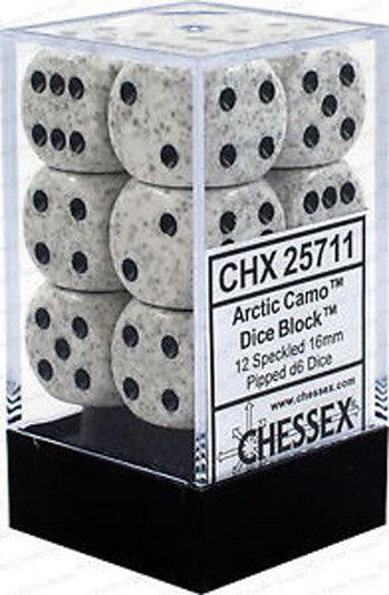 VR-27111 Chessex D6 Speckled 16mm d6 Arctic Camo Dice Block (12 dice) - Chessex - Titan Pop Culture