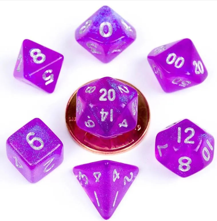 VR-85826 MDG Acrylic 10mm Polyhedral Dice Set - Stardust Purple - FanRoll by Metallic Dice Games - Titan Pop Culture