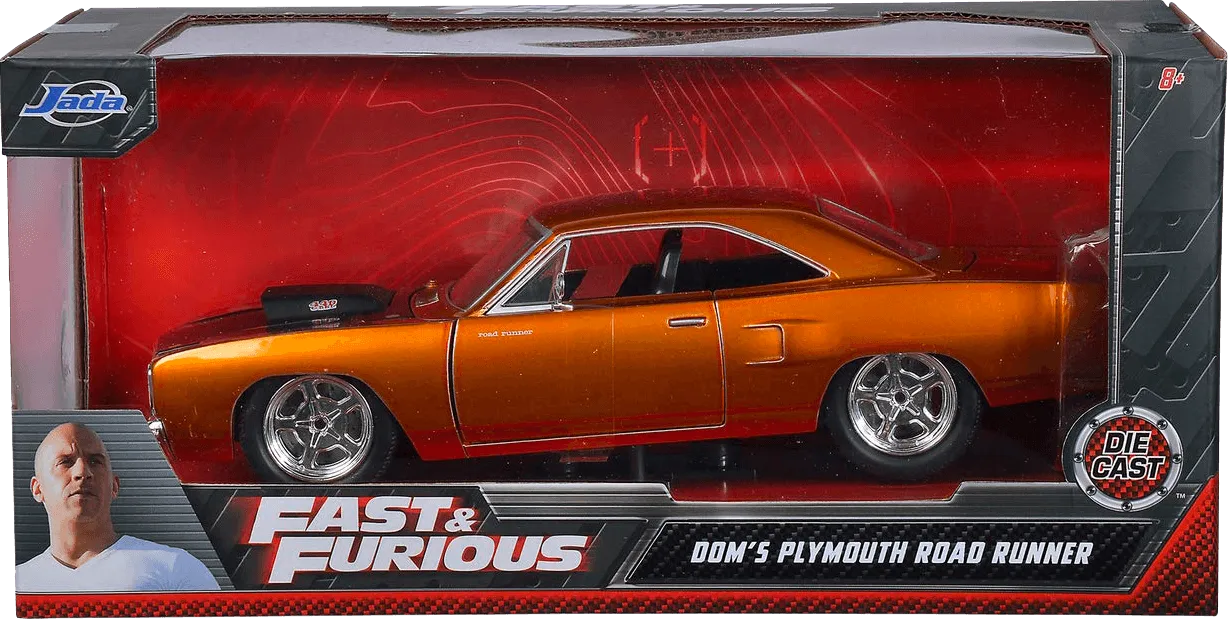 JAD97126 Fast and Furious - '70 Plymouth Road Runner BK 1:24 Scale Hollywood Ride - Jada Toys - Titan Pop Culture