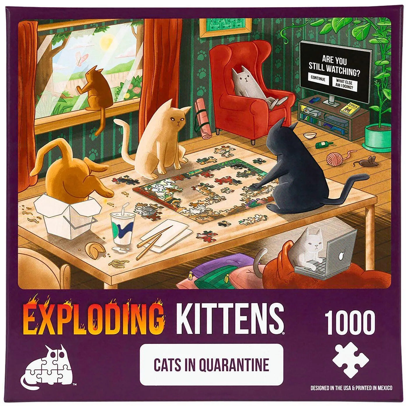 VR-101453 Exploding Kittens Puzzle Cats in Quarantine 1,000 pieces - Exploding Kittens - Titan Pop Culture