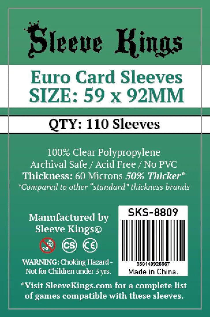 Sleeve Kings Board Game Sleeves Euro (59mm x 92mm) (110 Sleeves Per Pa Sleeve Kings Board Game Sleeves Euro (59mm x 92mm) (110 Sleeves Per Pa