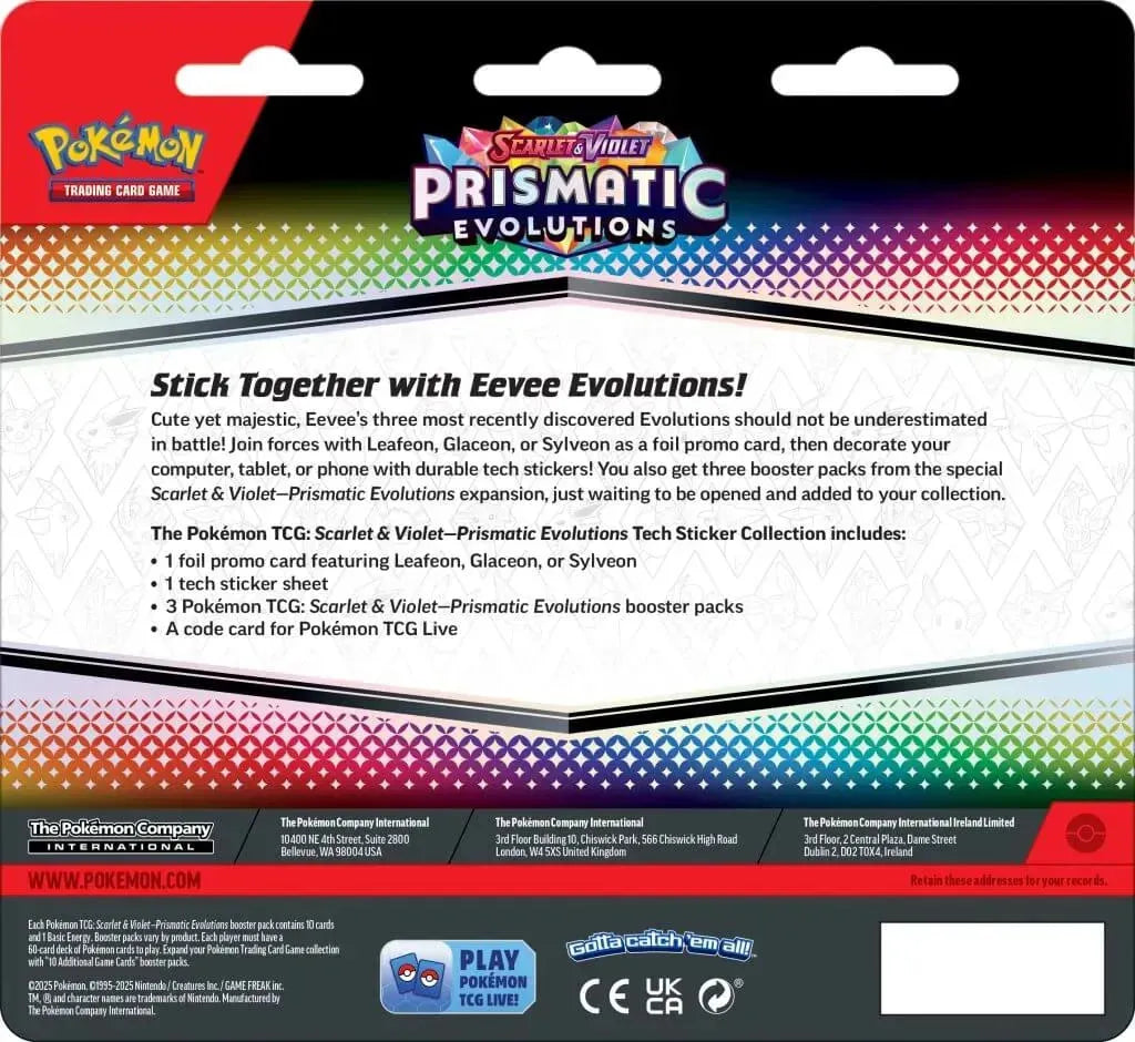 10-10022-101 POKEMON TCG Scarlet & Violet 8.5 Prismatic Evolutions Tech Sticker Collection Bundle - Pokemon - Titan Pop Culture