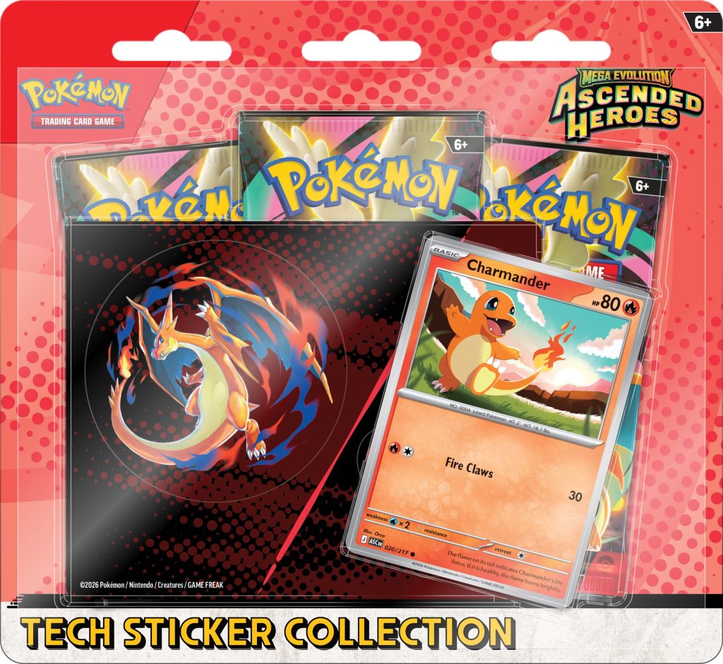 Colección de pegatinas tecnológicas de Héroes Ascendidos de Megaevolución de Pokémon TCG