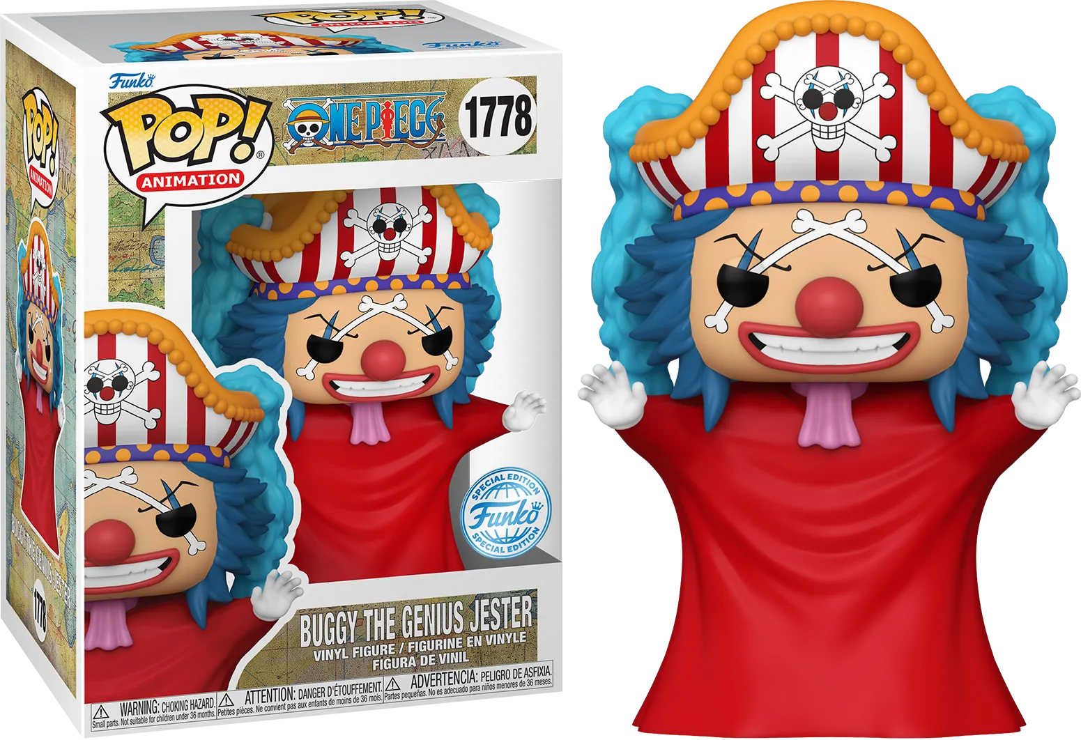 FUN82834 One Piece - Buggy the Genius Jester US Exclusive Pop! Vinyl [RS] - Funko - Titan Pop Culture