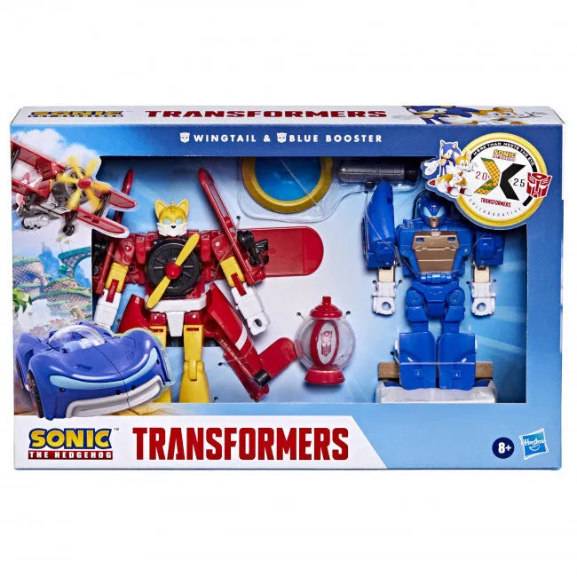 29077 Transformers x Sonic the Hedgehog: Transformers Wingtail and Blue Booster Action Figures - Hasbro - Titan Pop Culture