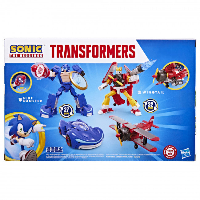 29077 Transformers x Sonic the Hedgehog: Transformers Wingtail and Blue Booster Action Figures - Hasbro - Titan Pop Culture