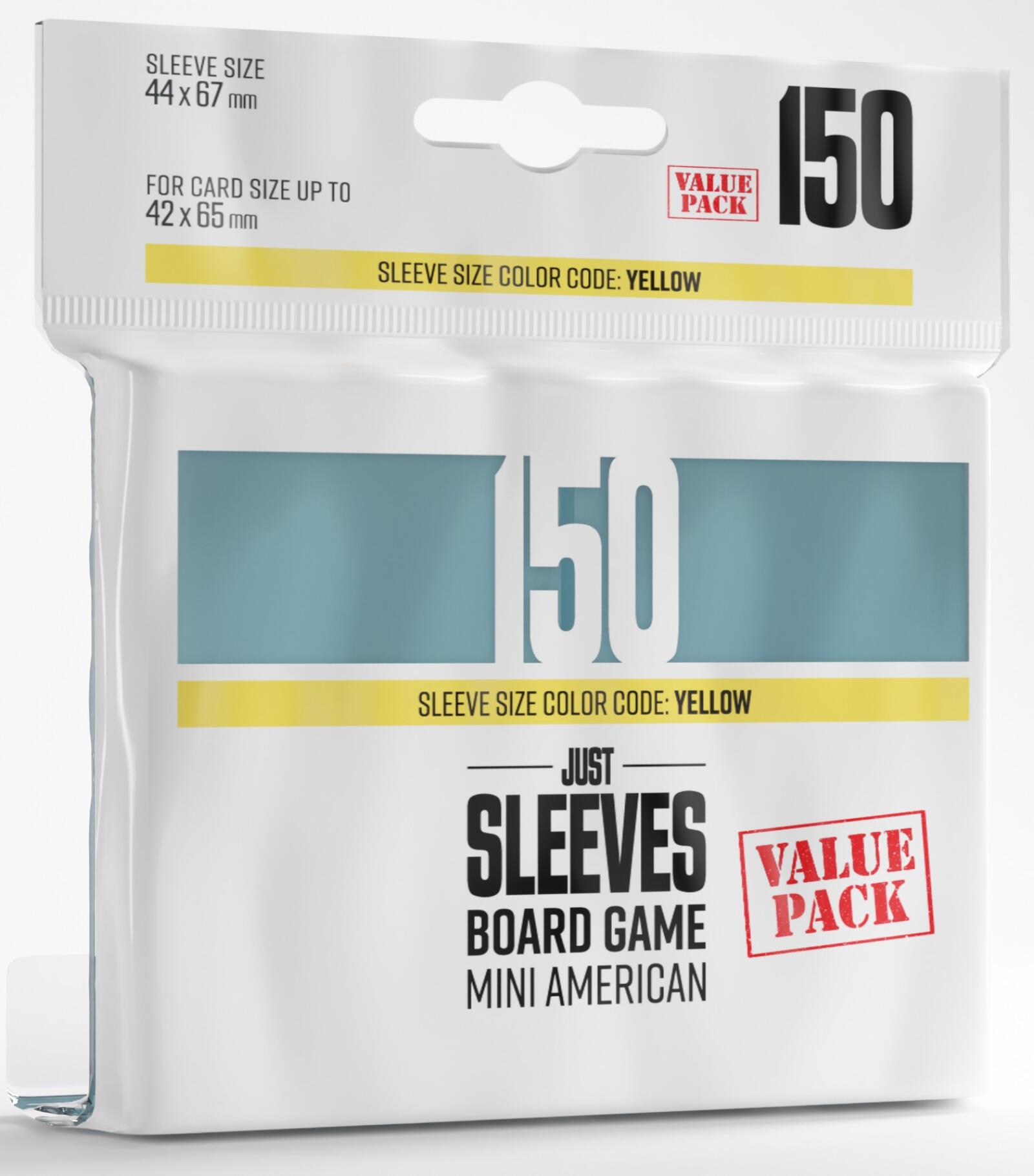 Gamegenic Just Sleeves - Size Code YELLOW - Mini American Sized Value Pack (44mm x 67mm) (150 Sleeves Per Pack)