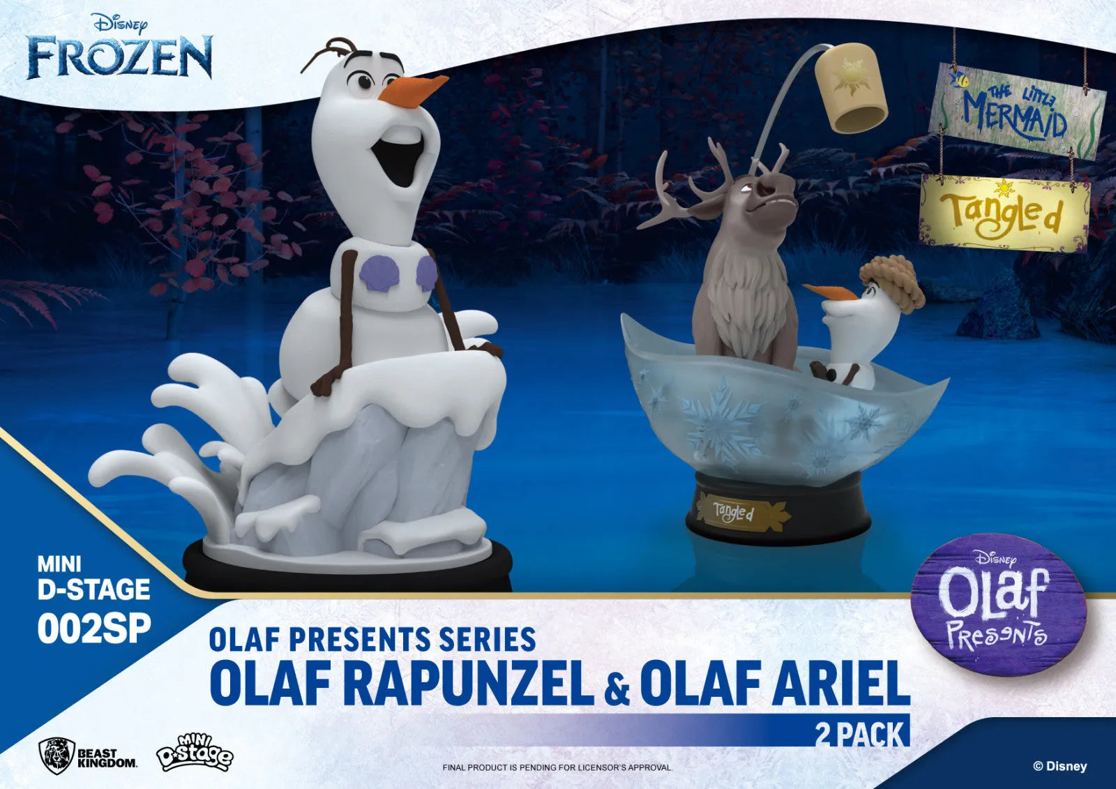 VR-112623 Beast Kingdom Mini D Stage Olaf Presents Series Olaf Rapunzel and Ariel 2 Pack - Beast Kingdom - Titan Pop Culture